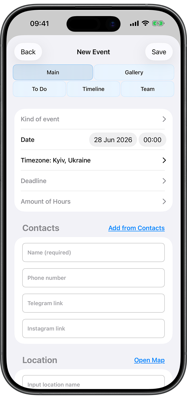 Create event